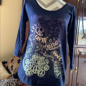 Lucky Brand top t-shirt. Medium hippy peace love